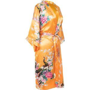 Long Kimono Robe for Women, Premium Lightweight Peacock